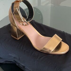 Red Valentino Metallic Gold Leather Sandals Sz 7